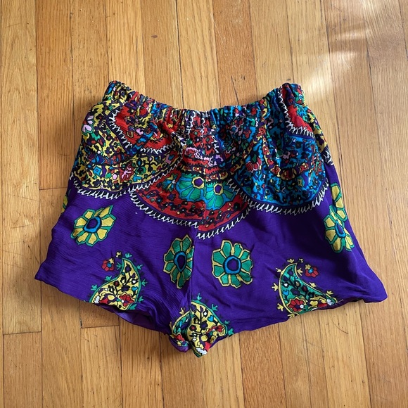 60s Vintage Hostess Set in Purple Paisley w Shirred Waist - Picture 5 of 13